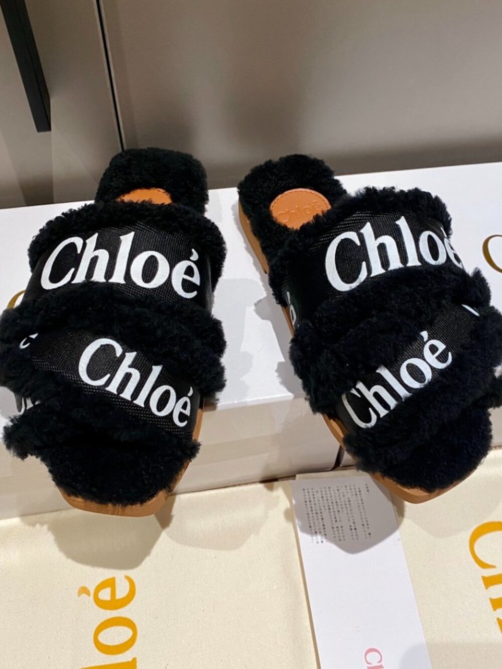 Chloé Shearling-Trimmed Double-Strap Slides